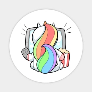 Kawaii unicorn watching tv Magnet